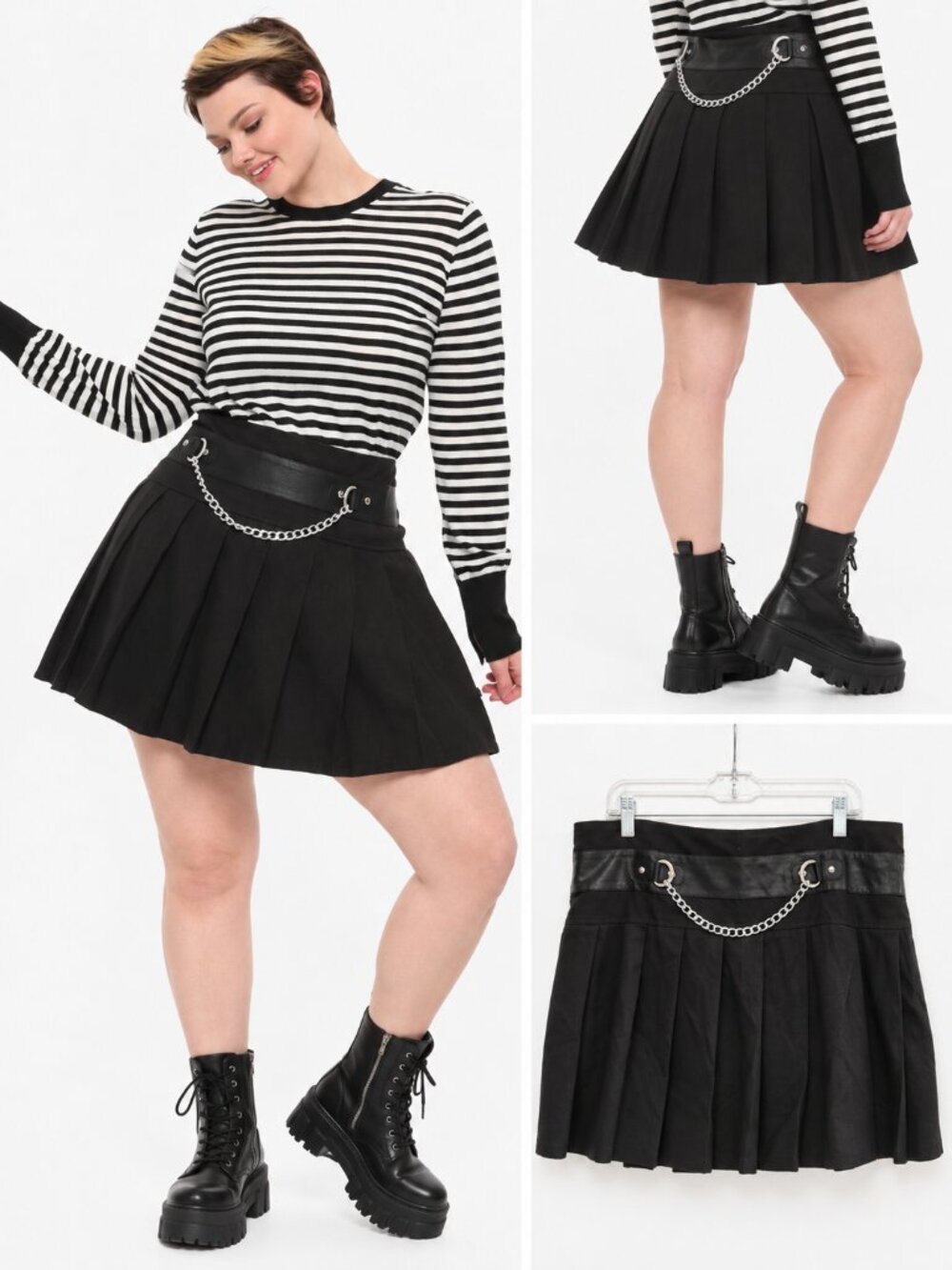 Royal Bones by Tripp NYC Black Chain Pleated Mini Skirt 3X